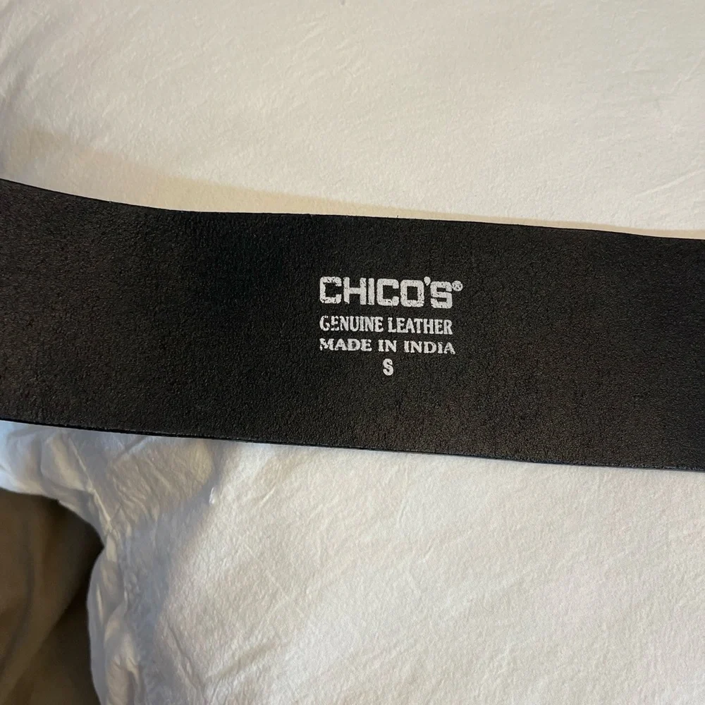 Chico’s wide embellished leather belt